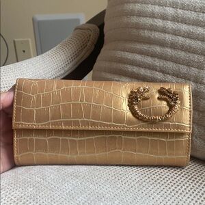 Spring Street Gold Croc-Embossed Clutch